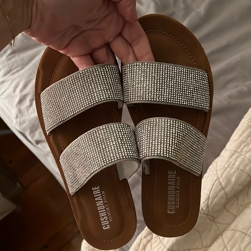 Silver sparkle slides
